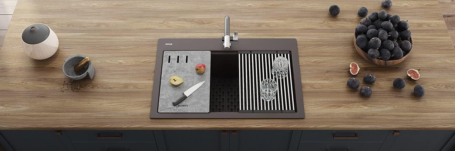 Espresso Granite Composite Drop-in Workstation Kitchen Sink