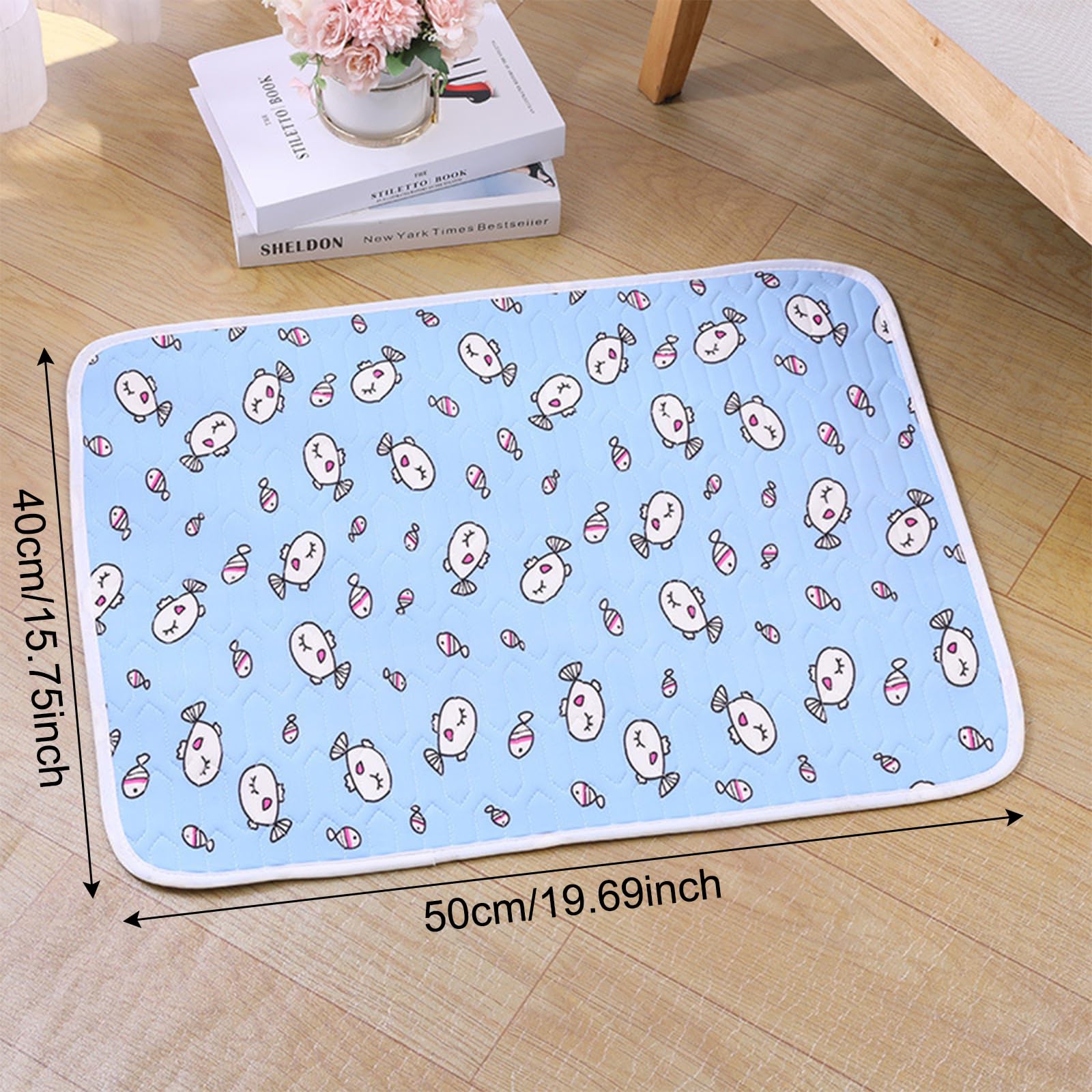 Emulsión Cama Gato Verano, Pequeños Cama Perro Verano, 50x40cm Lavable Manta Refrescante para Perros, No Tóxicas Manta Fria para Gatos para CAsa, Viajes y Coche, Azul