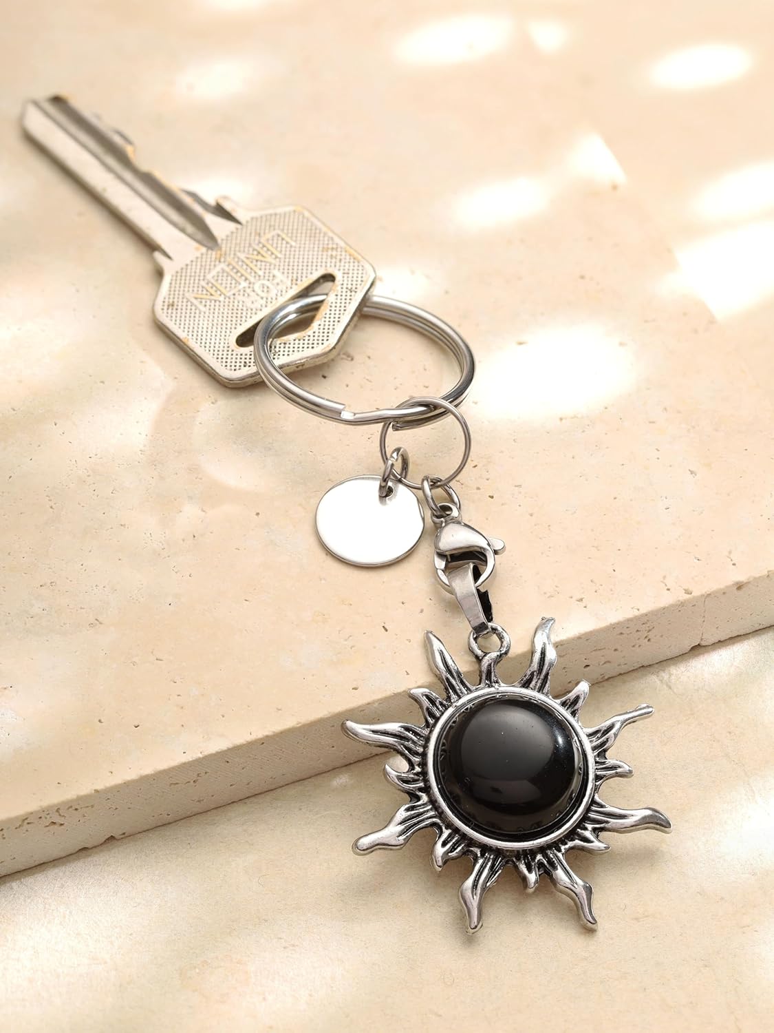Sacina Gothic Boho Black Sun Keychain, Crystal Car Goth Keychain, Goth Accessories, Christmas Jewelry Gift for Women - Image 7