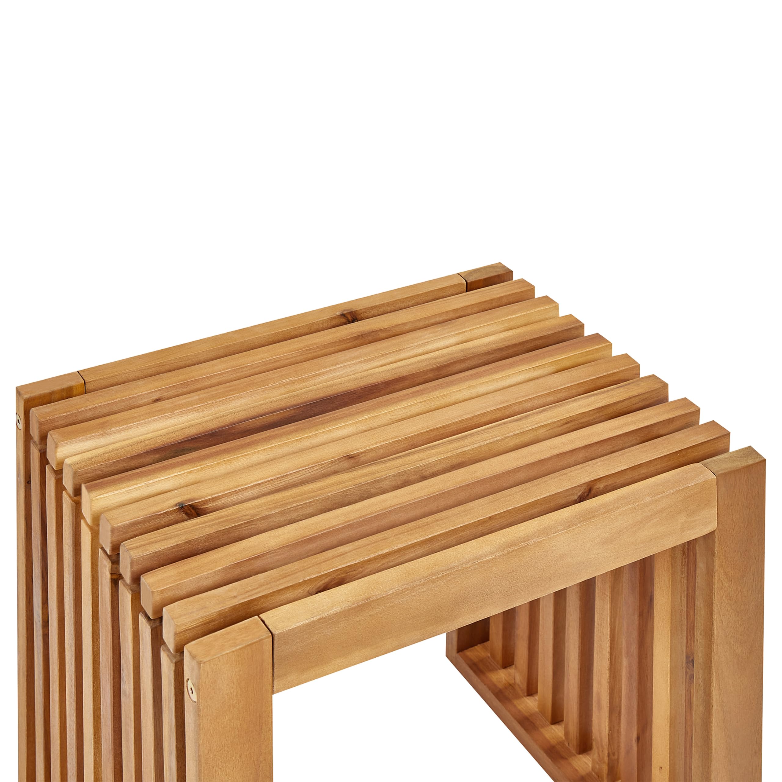 Lot de 2 Tabourets Modernes Rustiques pour l'Extérieur en Bois d'Acacia Clair Bellano