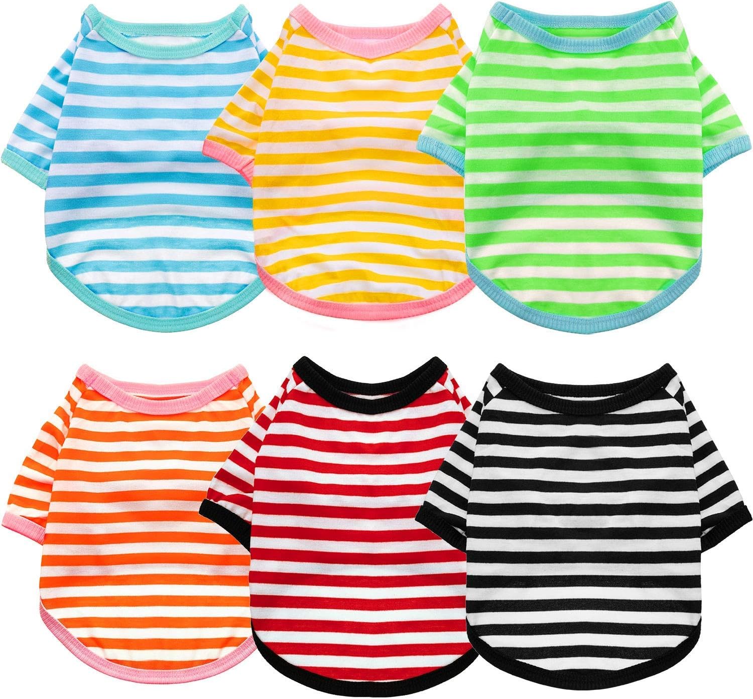 6 Pieces Dog Striped T-Shirt, Shirt Breathable Pet Apparel Colorful Puppy Sweatshirt Dog Clothes for Small to Medium Dogs Puppy (Small Size)
