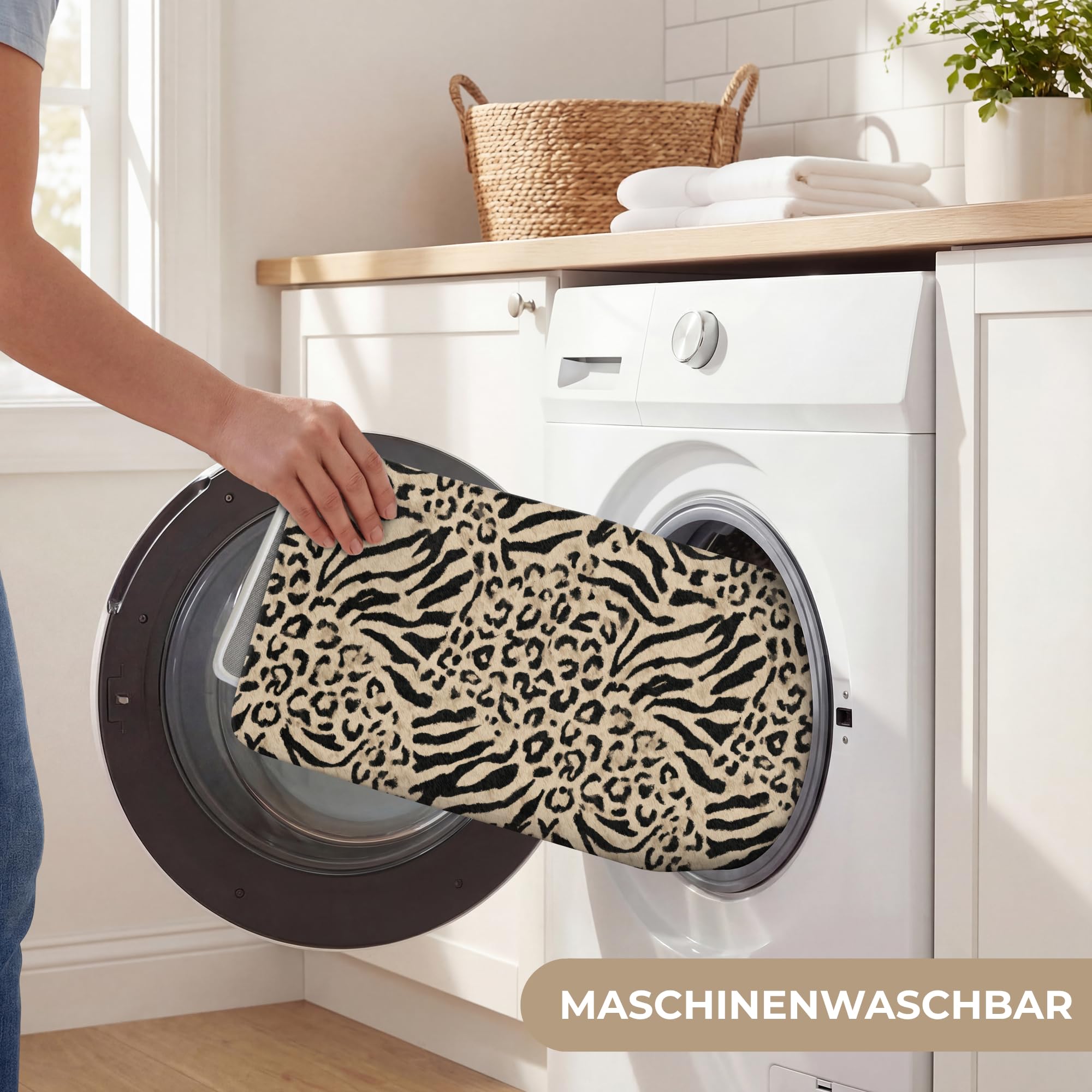 Badematte rutschfest Deko Badezimmer Memoryschaum Badematten | 90x60 cm - Rechteckig - Vorleger Mit Ausschnitt Duschvorleger Waschbar Giraffe - Zebra - Motiv - Braun