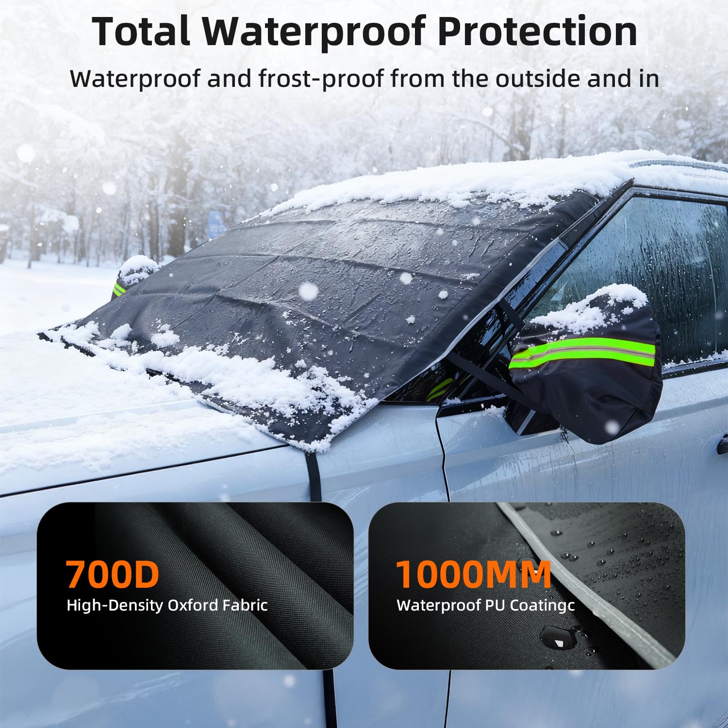 DMJN 2026 Upgraded Windshield Cover for Ice and Snow Full Coverage Winter Protection -Heavy Duty Car Snow Cover — view 3