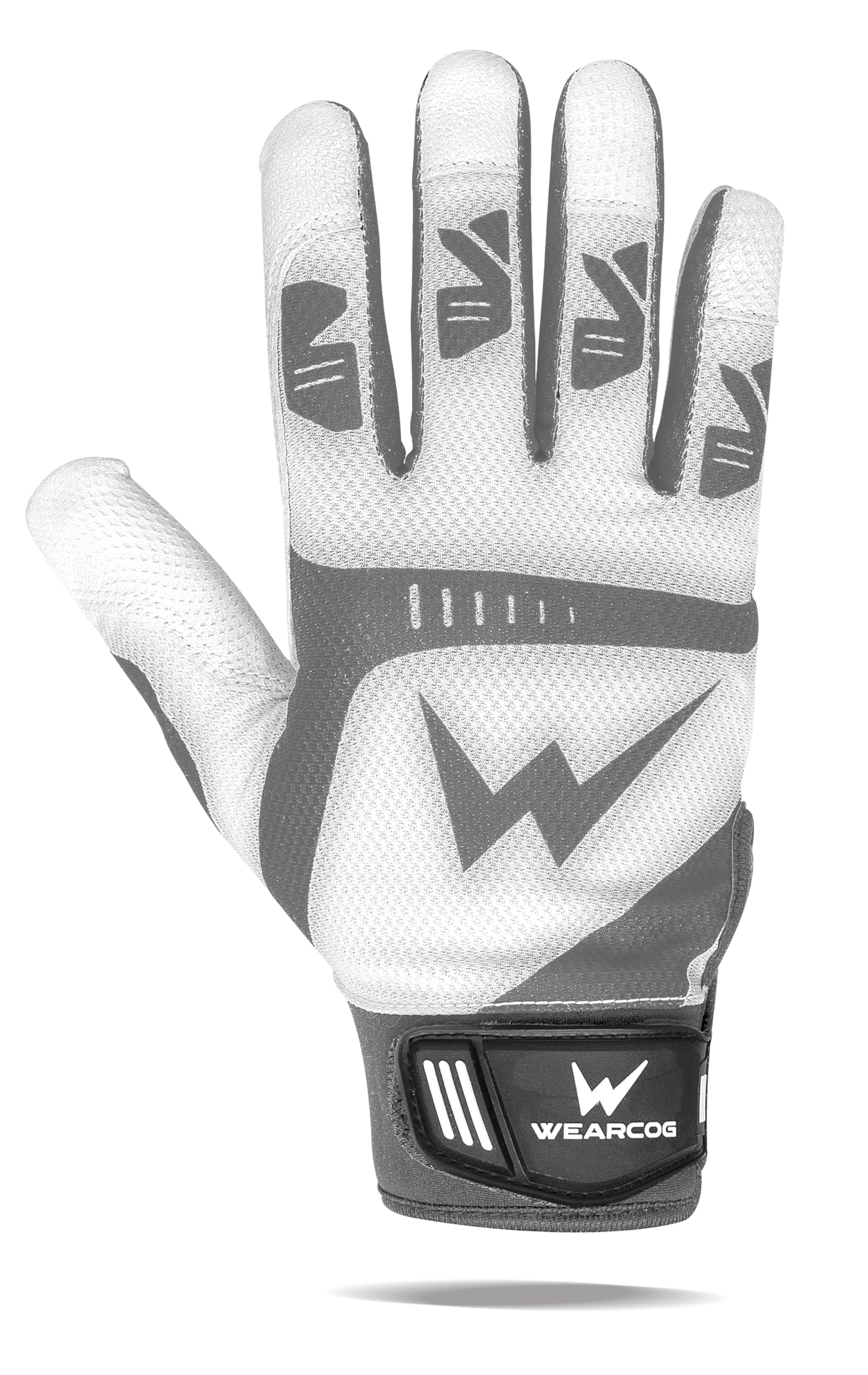 WEARCOG Baseball Batting Gloves | Comfortable Double Wrist Protection Strong Grips Palms Softball Gloves | Adult Batting Gloves for Men's | Grey Small