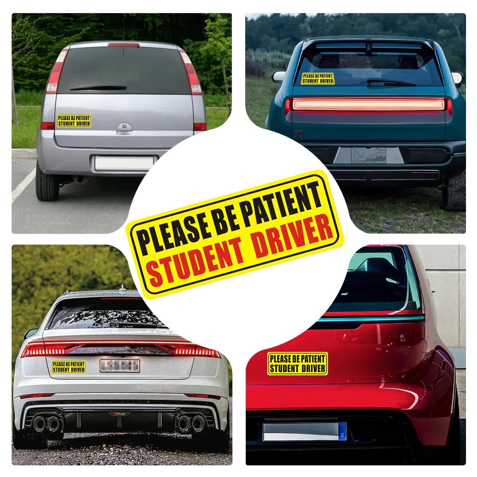 Magnete per auto con scritta in lingua inglese "Student Driver", adesivo riflettente per conducenti principianti con scritta "Please Be Patient Student Driver", per esterni rimovibili, 22,9