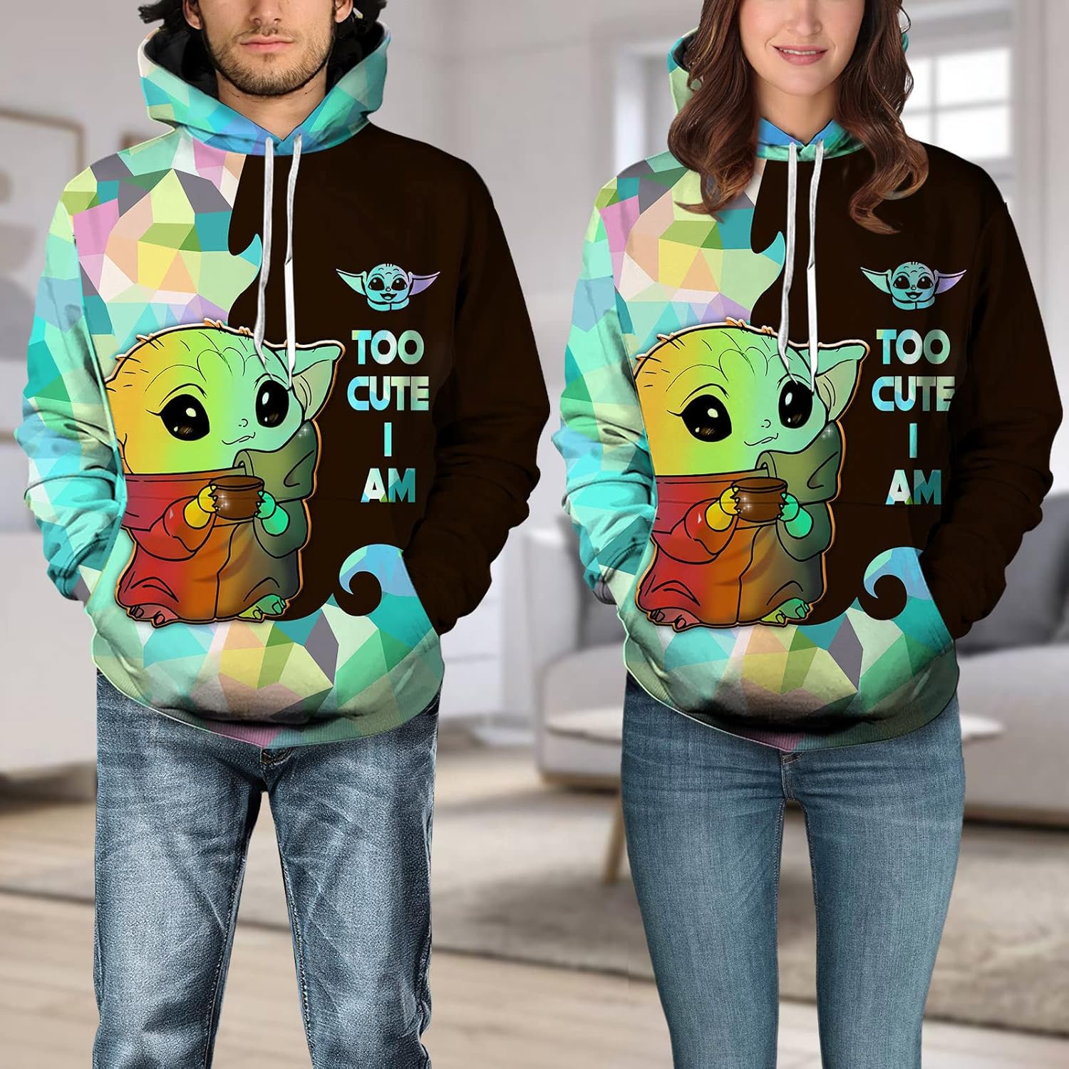 Miniatura 4 de GEPOSTORE Sudadera con capucha Allien 3D, regalo para los amantes de Allien, ropa Allien, camisa Allien, sudadera con capucha Too Cute I Am Allien