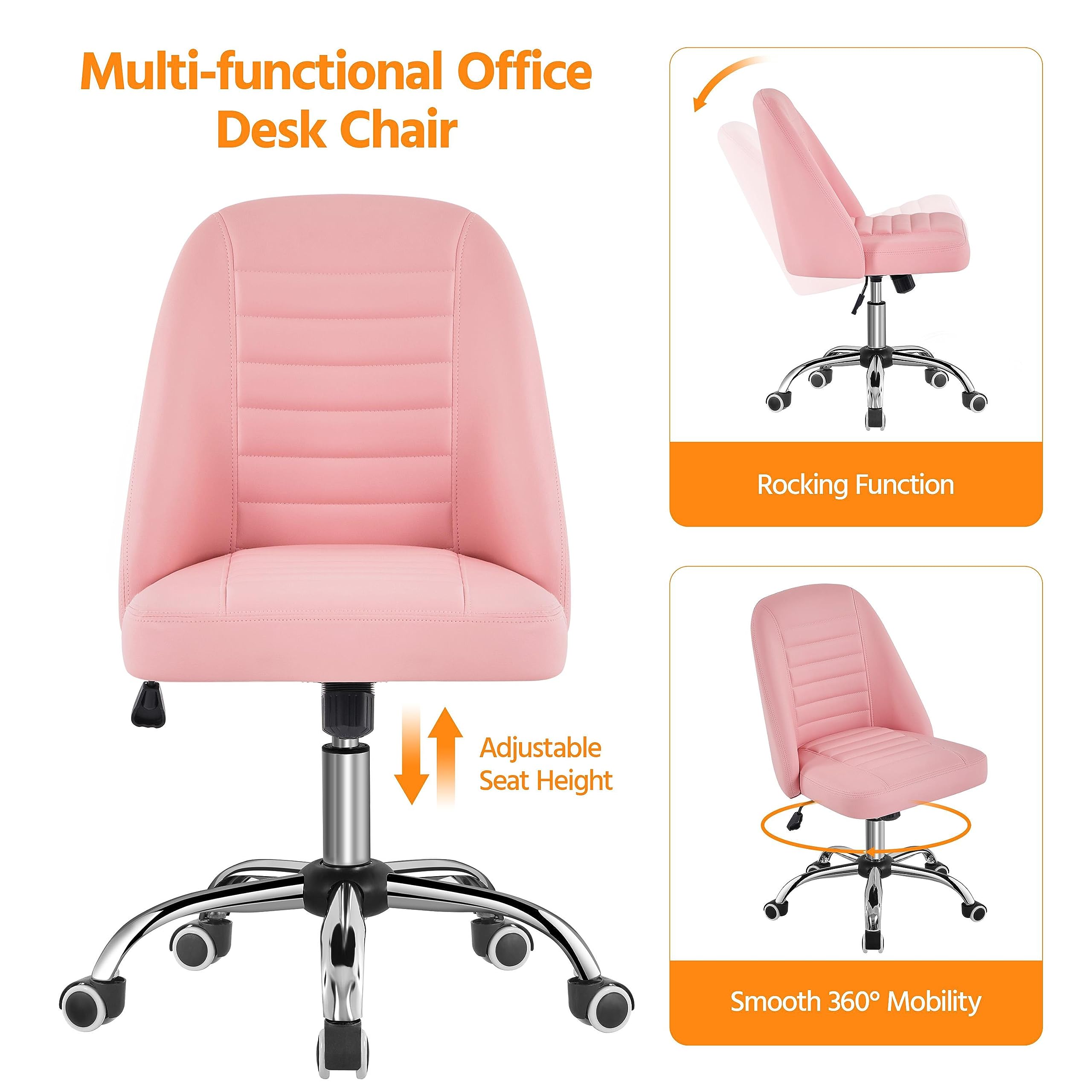 Pink Chair For Bedroom Yaheetech Height Adjustable Office Chair