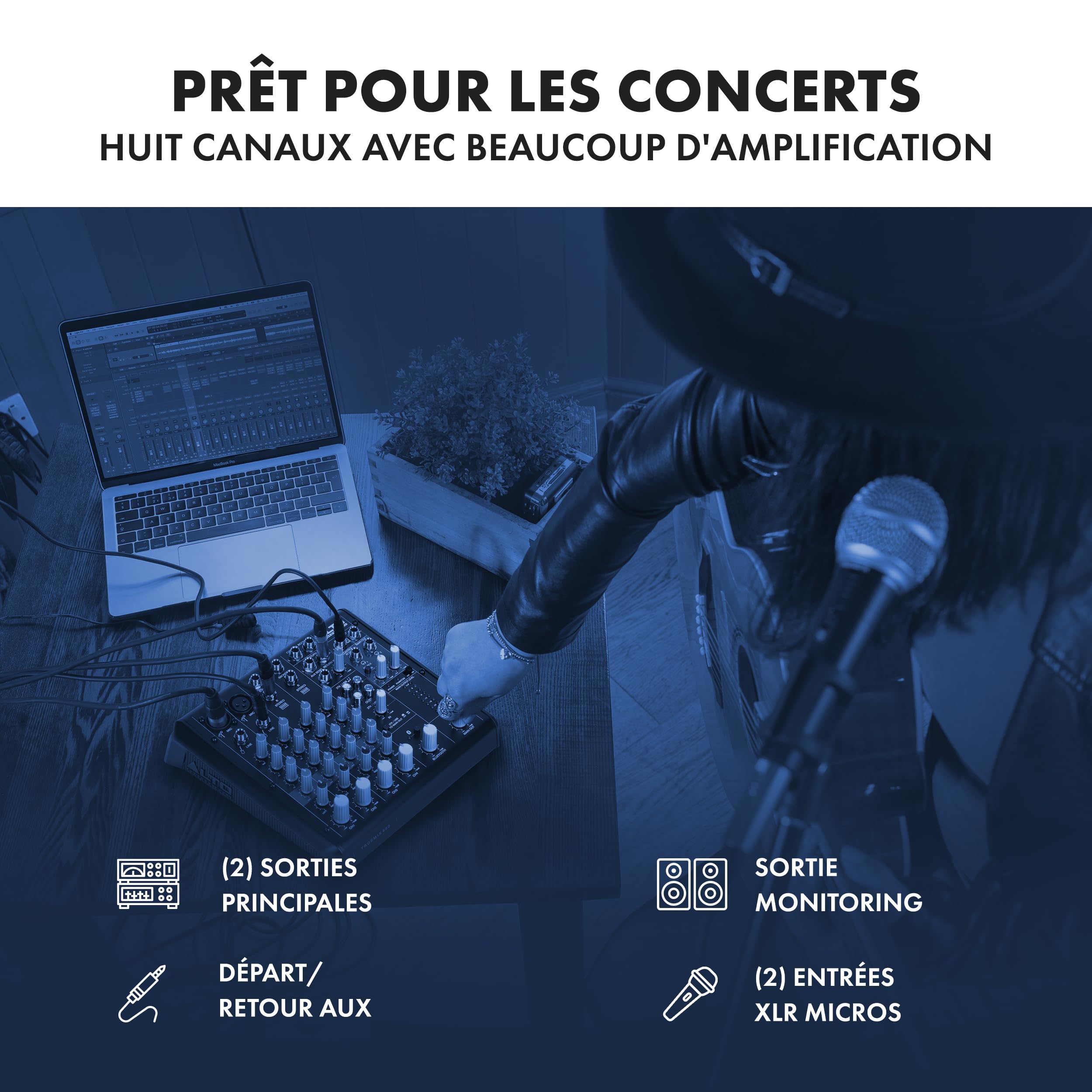 ALTO TrueMix 600 Mixeur Audio avec 2 Entrées Micro XLR, Interface Audio USB et Bluetooth Pour les Podcasts, Concerts, Enregistrements, DJ, Mac et Windows