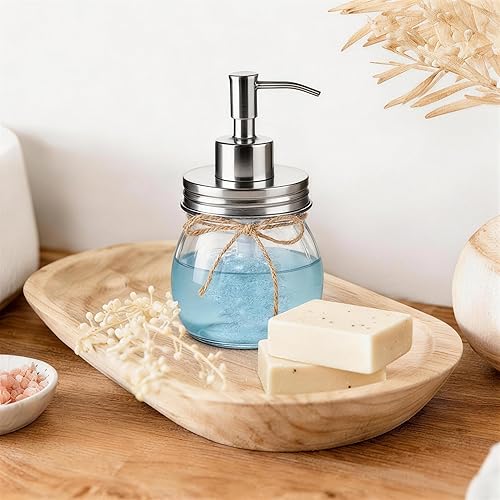 Miniatura 7 de Amolliar Dispensador de jabón líquido en tarro Mason de 10 onzas, tapa de bomba de acero inoxidable, bonita decoración de granja para cocina, baño,