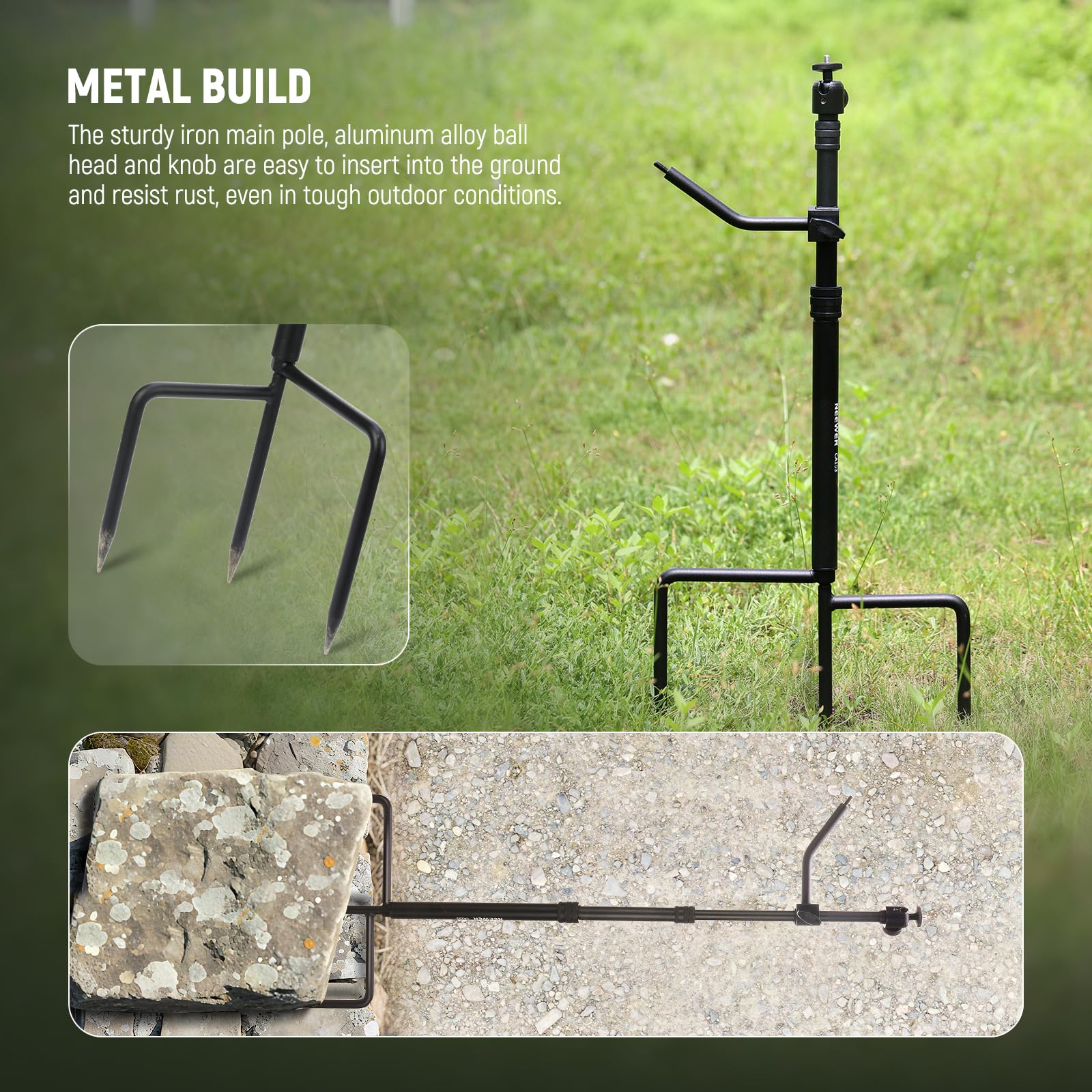 Support Métal Pour Caméra De Chasse – 360° Réglable, 60-93 Cm – Acier Inoxydable