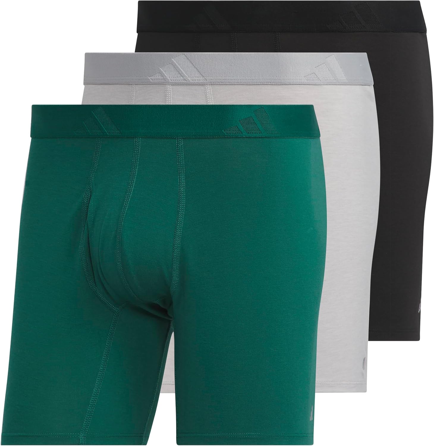 adidas mens Boxer Brief Underwear (3-pack) Luxe Comfort Ultra Soft Rayon Blend