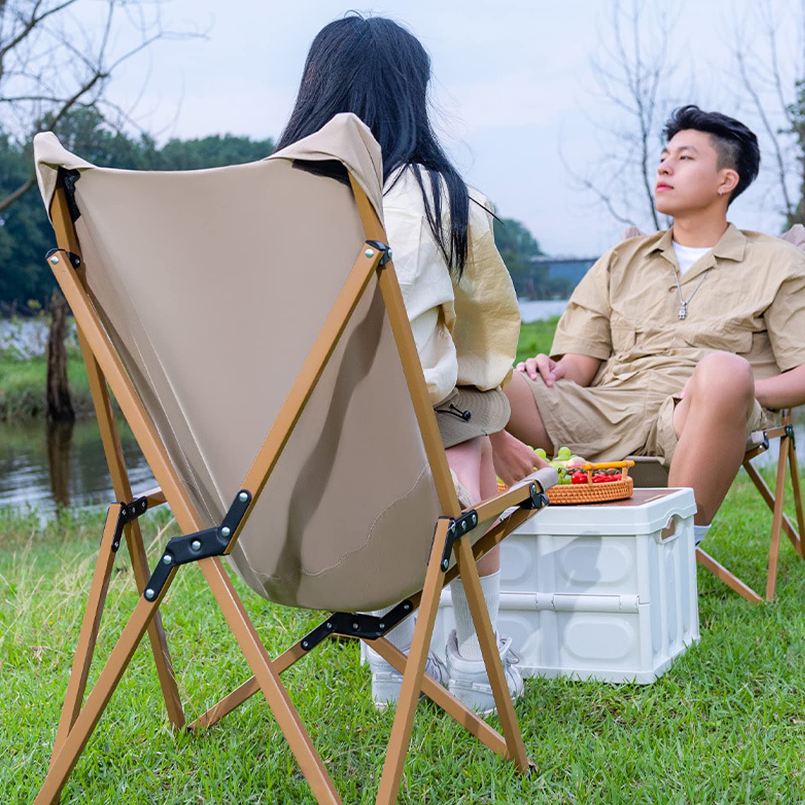 Chaise Pliante Camping Tissu Oxford 600D - Charge 120kg - Pliable - Pour Jardin, Extérieur, Intérieur - XQZMD