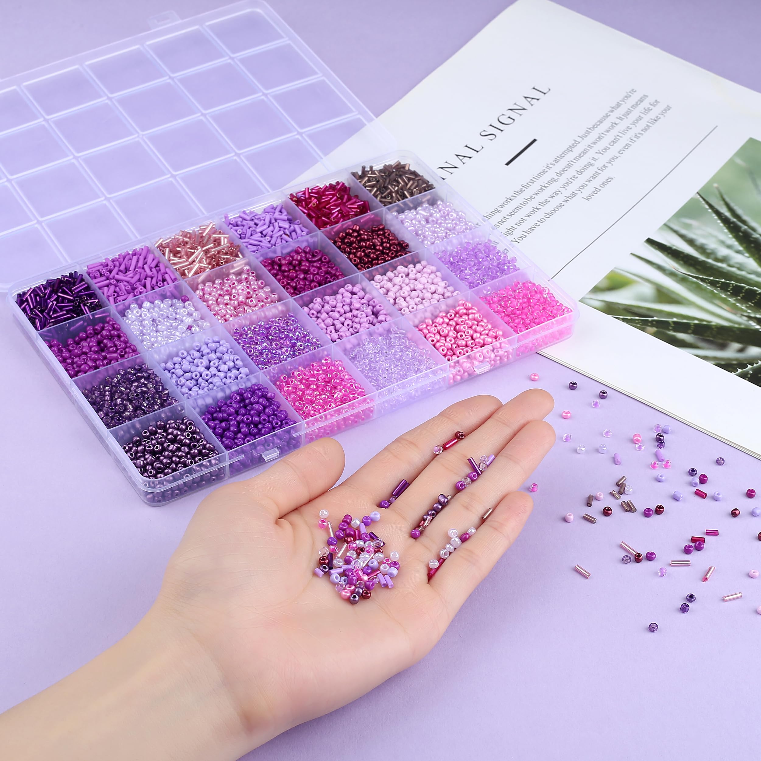 Purple Glass Seed & Bugle Beads - 7500pcs Kit -2