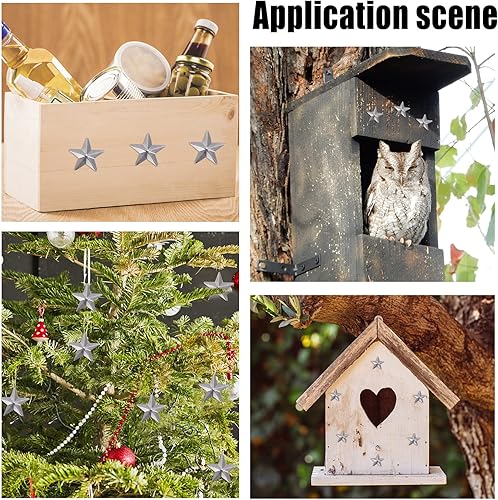 Miniatura 7 de GORGECRAFT 100 piezas de 1 pulgada galvanizada mini estrella de granero de metal vintage rústico estrella de árbol de Navidad tridimensional para