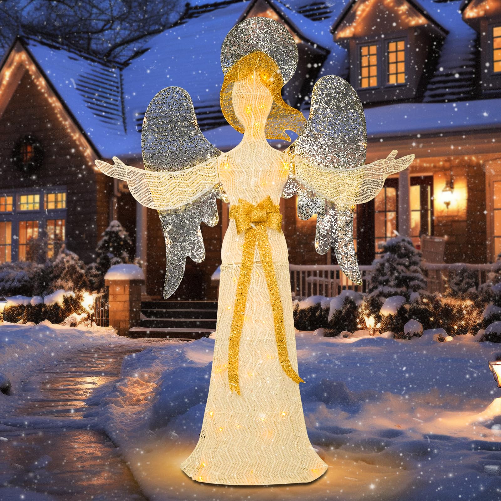 Angel Lighted Christmas Lawn Decoration 4.5Ft Lighted Christmas Angel