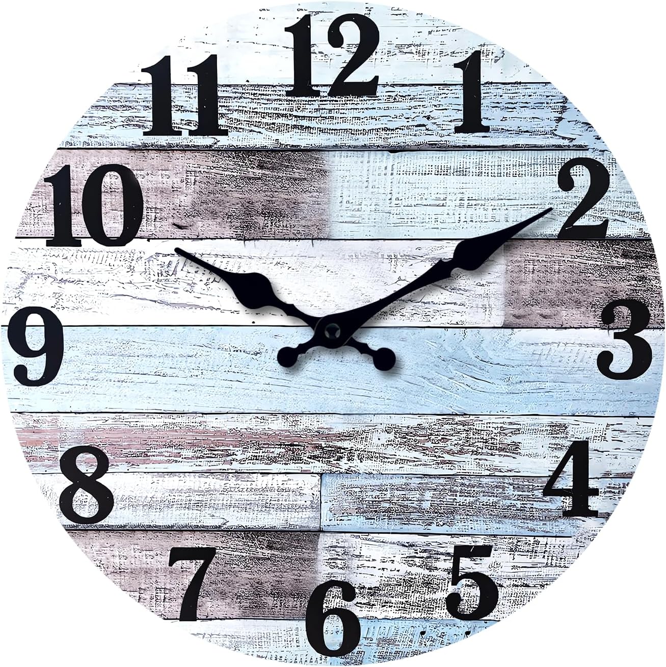 XNM Wood Extra Large Clocks Battery Operated Decorative 24 Inch Nautical Grey Rustic Wall Clock for Office Round Wall Clock Silent(MDF No Solid Wood) 24 Inch Light Blue Grey
