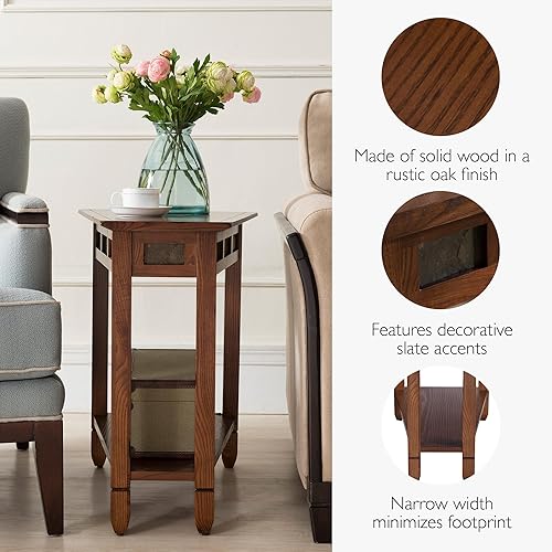 Miniatura 47 de Leick Home 10074-DS - Mesa auxiliar reclinable con plataforma con estante, color arena del desierto Arenas del desierto,Negro -,Gris,Roble de