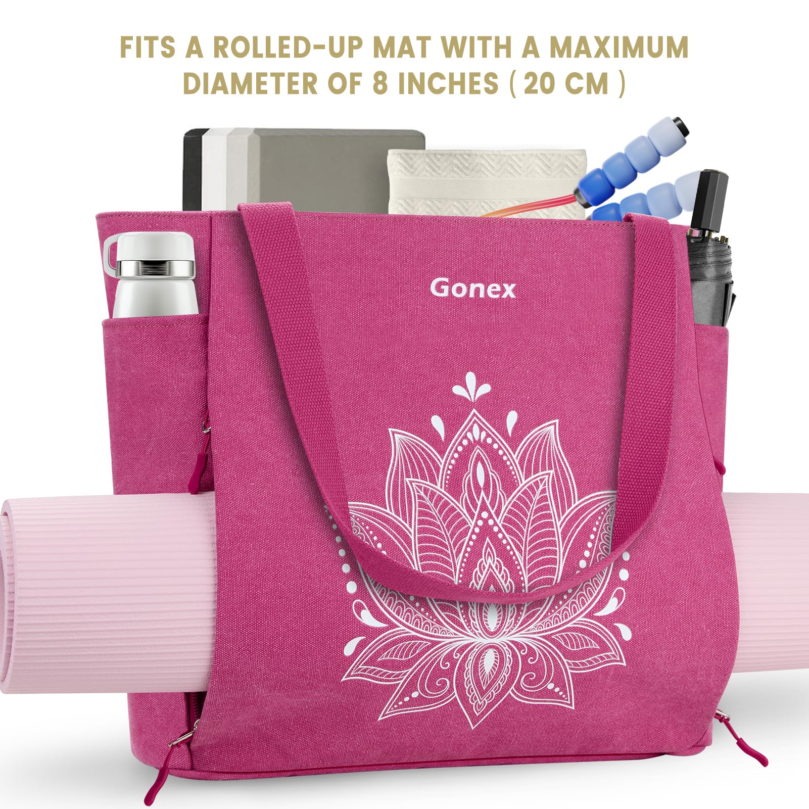 Gonex Borsa per Tappetino Yoga, con Accesso Facile e Tasche Multiple Yoga Mat Bag in Tela Impermeabile, per Donna e Uomo, Perfetta per Palestra e Pilates