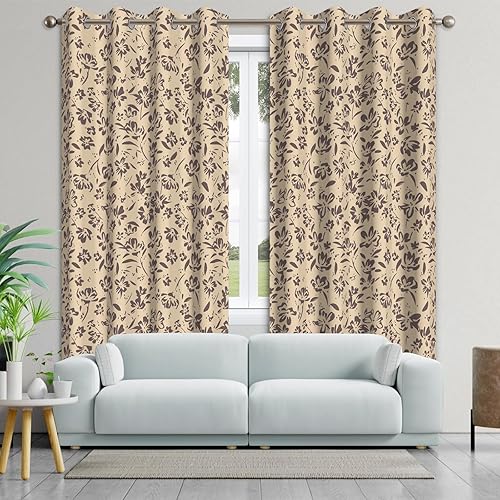 Miniatura 8 de Cortinas opacas bohemias para dormitorio, cortinas florales marrones de 84 pulgadas de largo, 2 paneles de cortinas opacas térmicas con ojales para