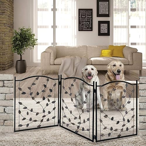 Etna Products TT Puerta de metal para mascotas con diseño de hojas
