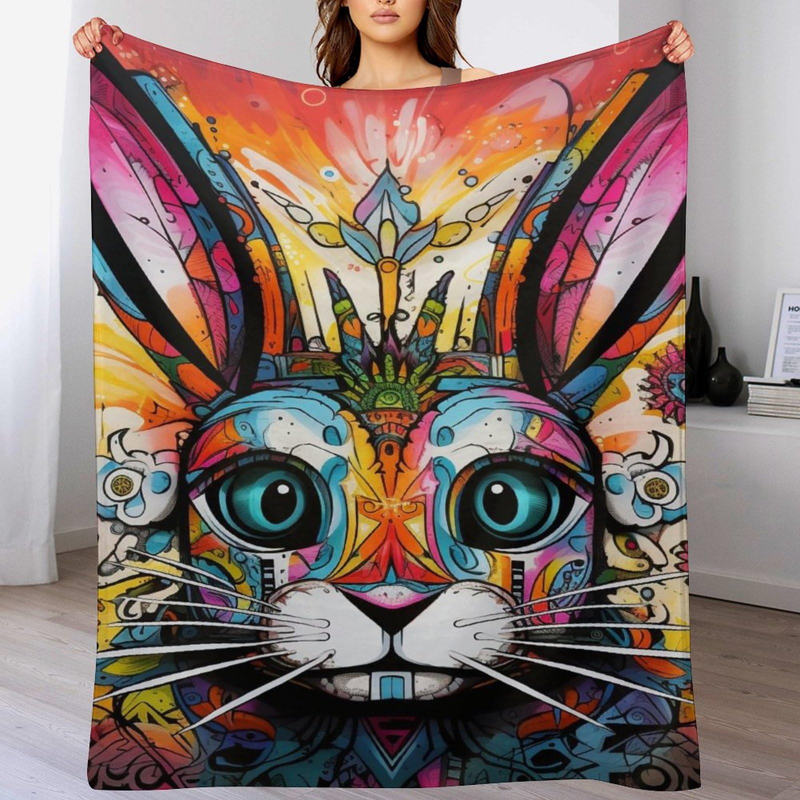 Couverture lapin 3D chaude et légère pour un confort absolu au lit