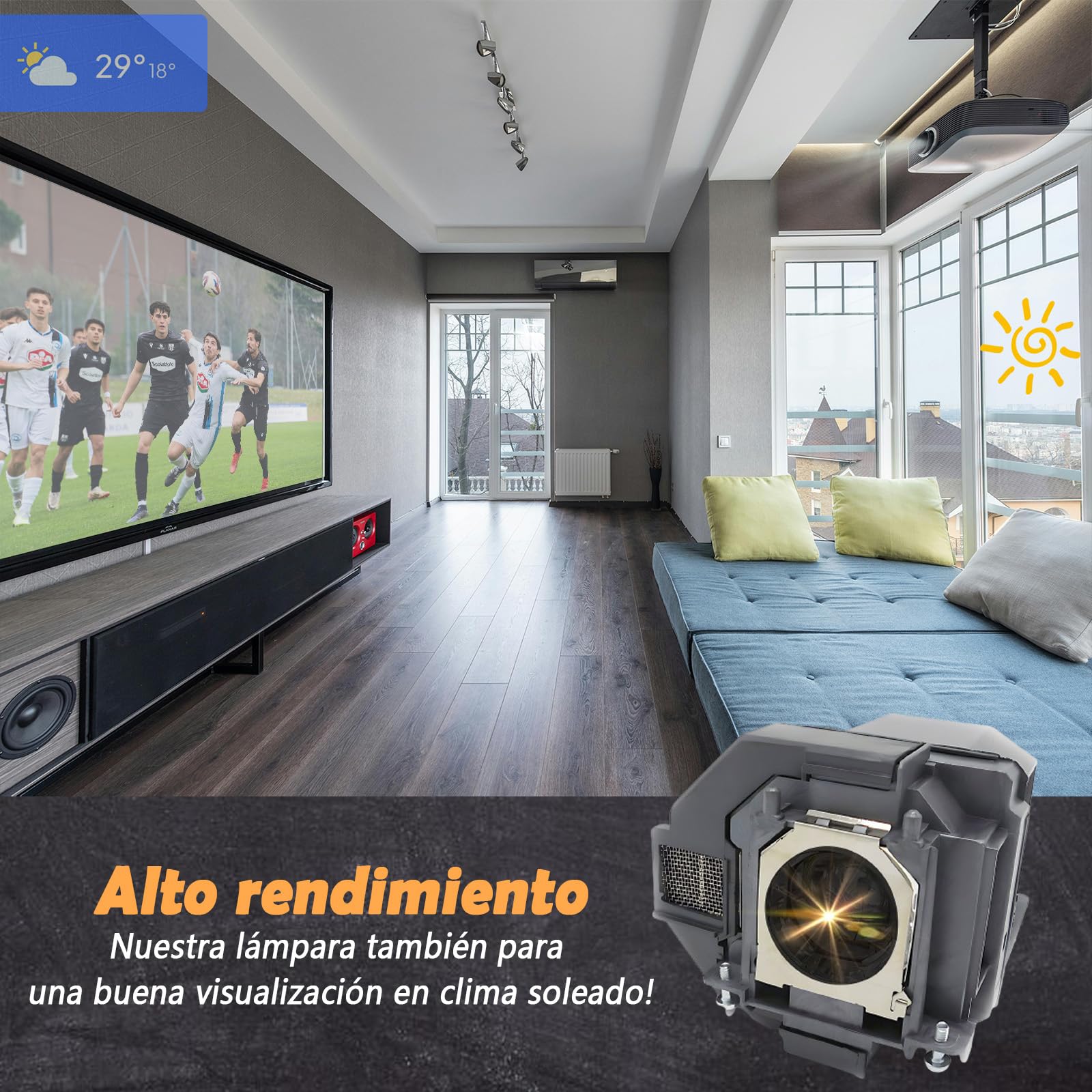 A++ Calidad para Lampara EPSON ELPLP96/V13H010L96 EB-2247U EH-TW650 EH-TW5650 EH-TW5600 EB-X41 EB-W42 EB-W05 EB-U42 EB-U05 EB-S41, Home Cinema 1060/2100 / 2150/660 / 760