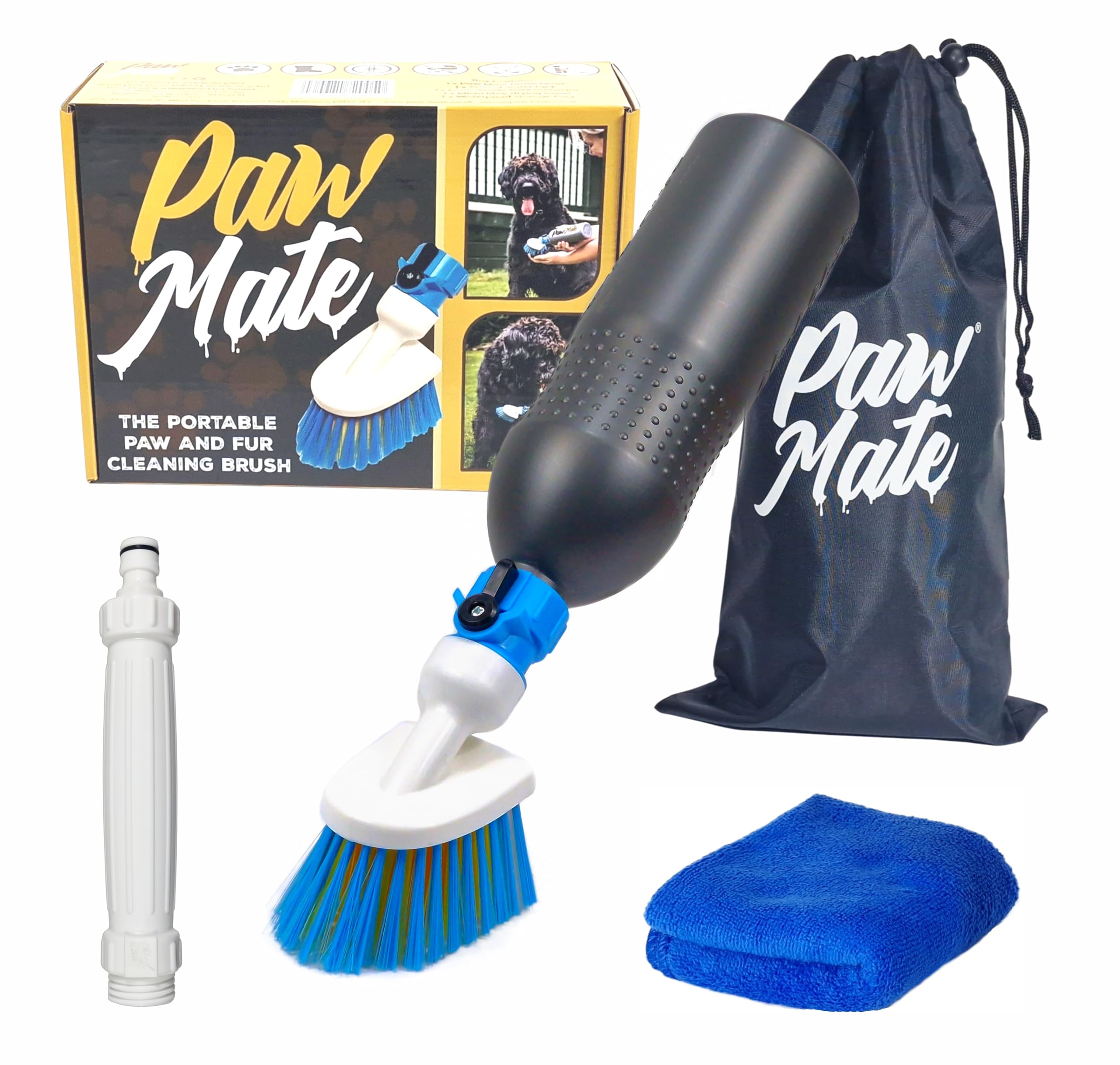 Paw Mate - Quickly Wash & Clean Your Pet Paws & Fur - Also Ideal for Muddy Boots & Footwear – 500ml Bottle - Also Connects to Garden Hose – Pet & Dog Paw Cleaner Washer & Thoughtful Dog Walker Gift