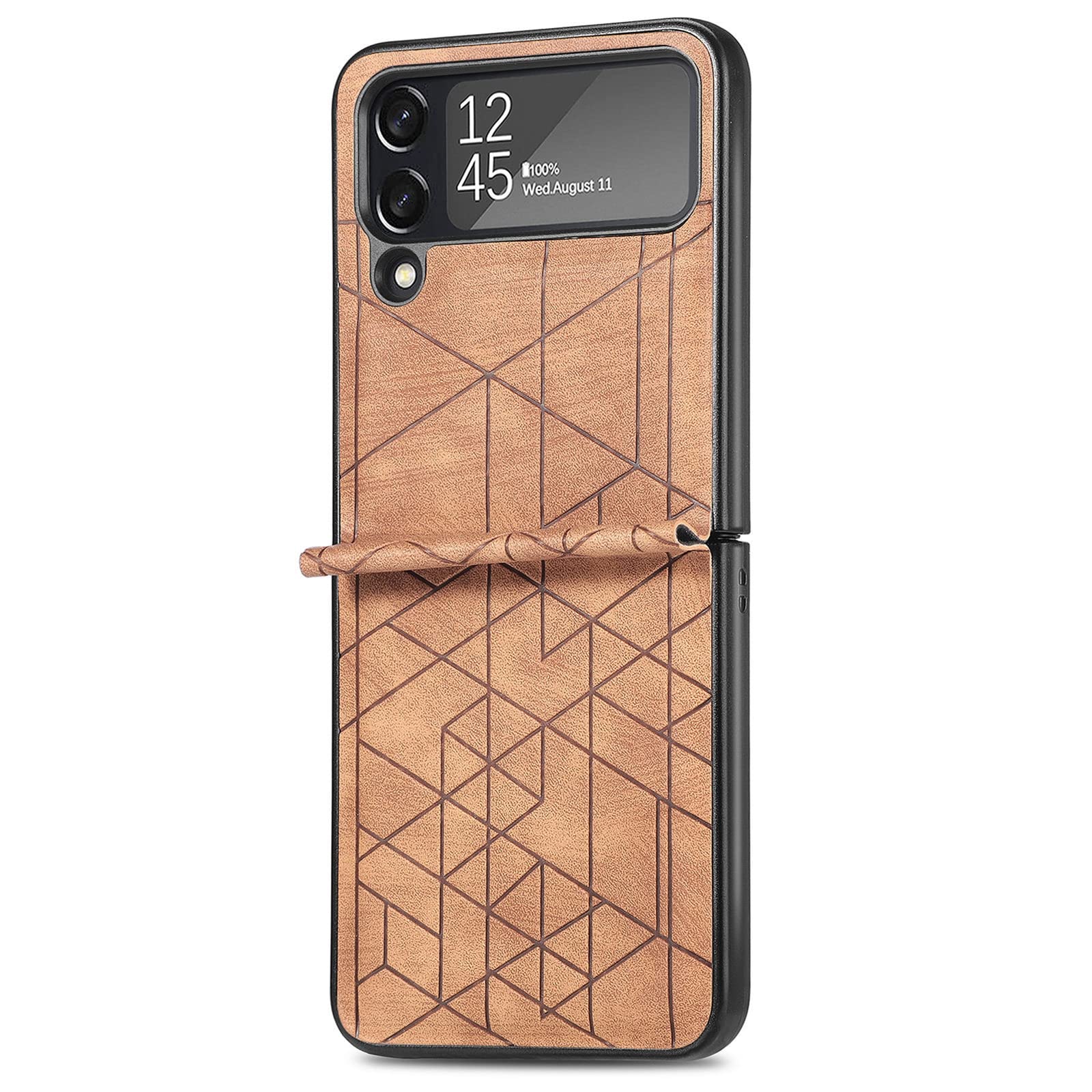 LTL Etui do Samsung Galaxy Z Flip 3 5G, skóra PU hybrydowy twardy portfel PC etui z klapką z 4-narożną ochroną przed upadkiem, brązowe