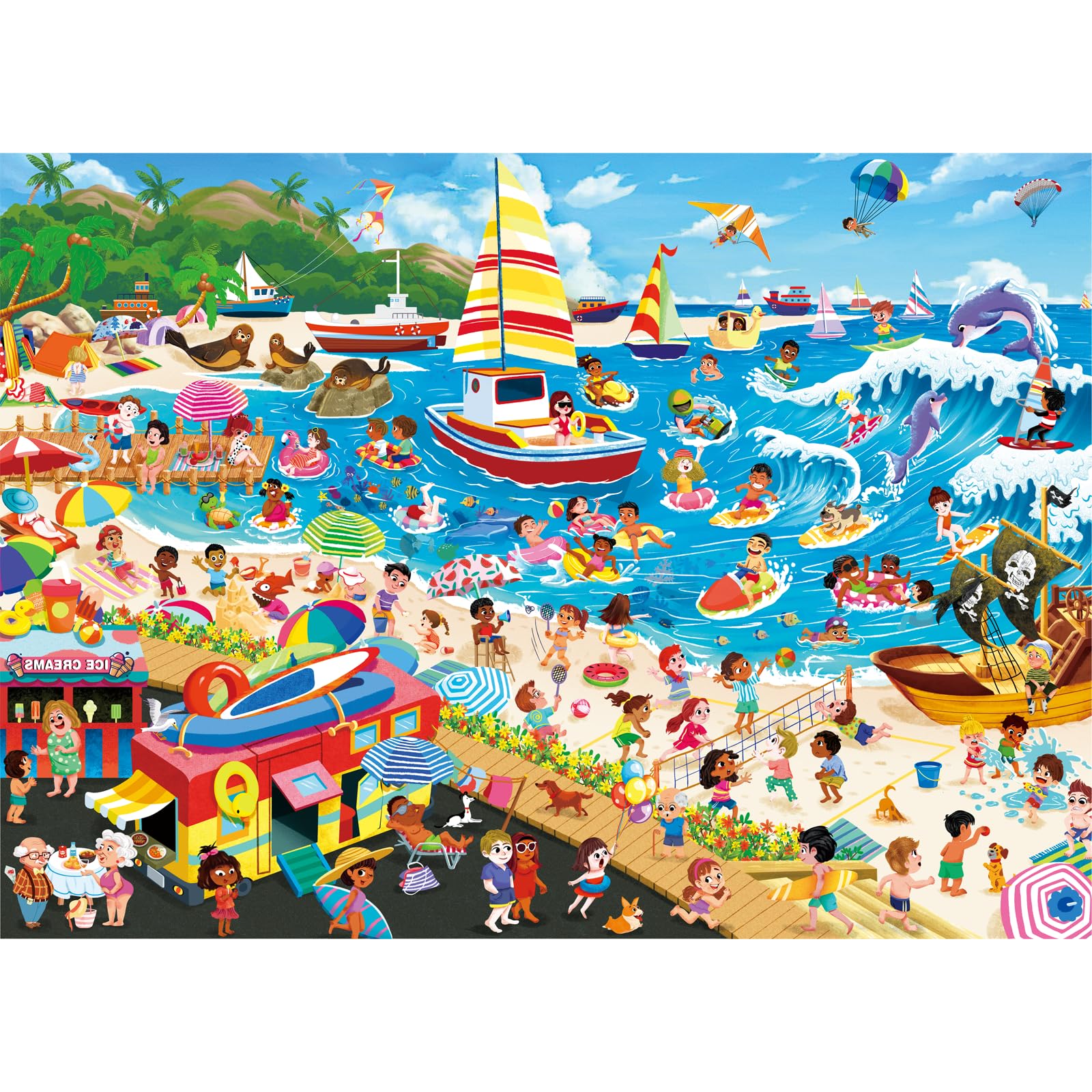 HUADADA 500 Piece Jigsaw Puzzles for Adults-Happy Summer Beach