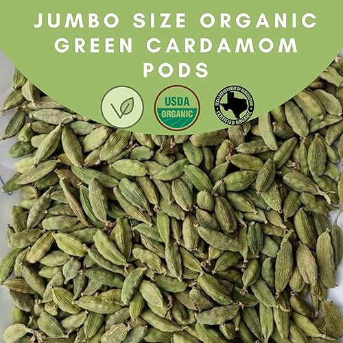 Miniatura 4 de SPICY ORGANIC Cápsulas de cardamomo verde a granel de 5 libras (80 onzas), especias de cardamomo recién cosechadas de tamaño jumbo para un sabor y
