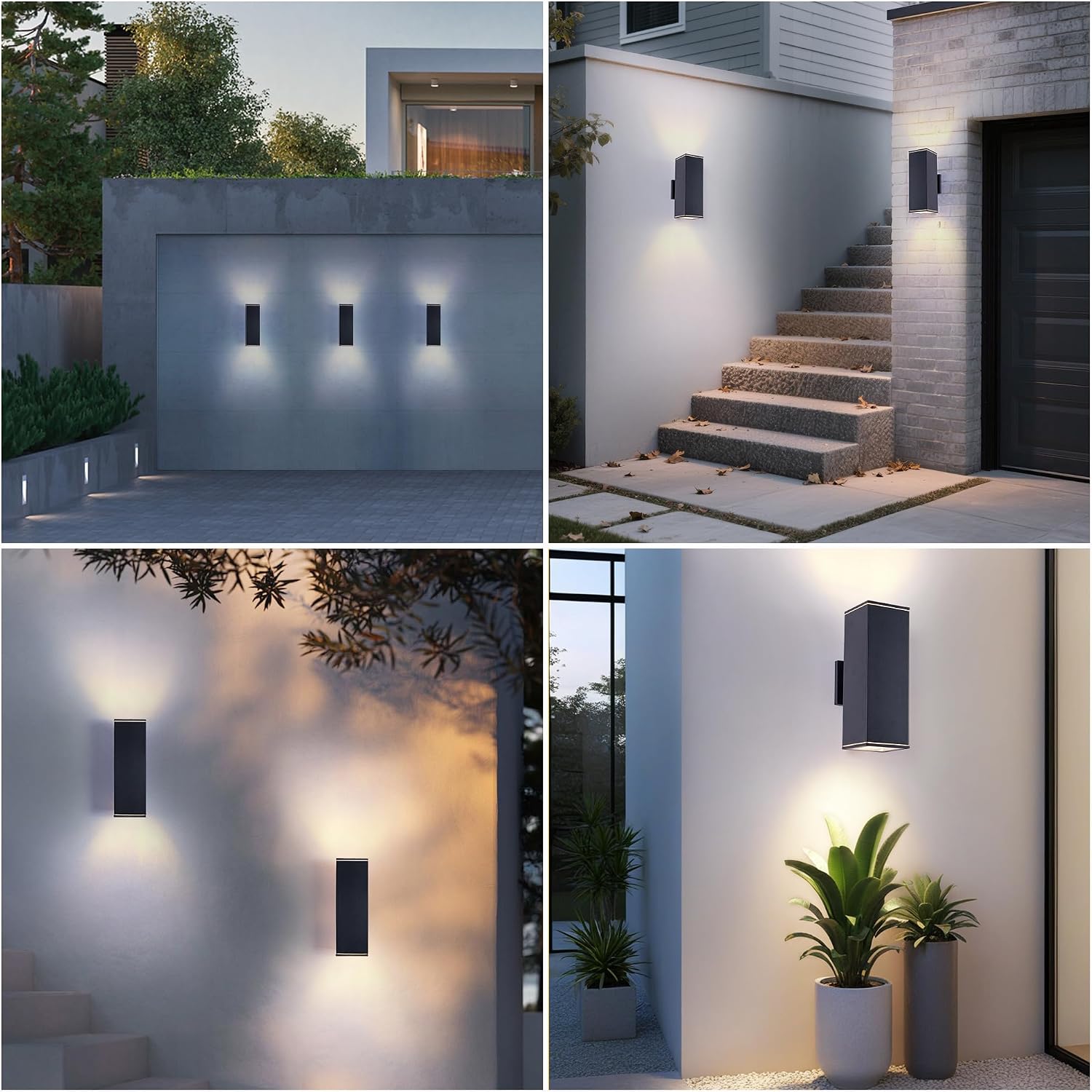 Modern Outdoor Wall Sconce, Up & Down Lighting Waterproof Aluminum Wall Lamp, E26 Base 120V Hardwired Exterior Light Fixture for Porch, Patio, Garage, Hallway, Indoor Outdoor Use, Sand Black