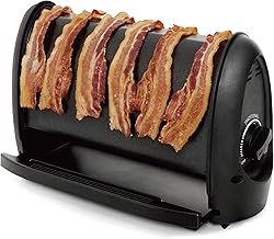 J-Jati Bacon cooker Maker Crispy Bacon Grill Non-Stick Crispy Bacon Home Bacon Maker Breakfast Crispy Bacon 6 strips bacon maker Black Removable Drip tray Bacon Cooker