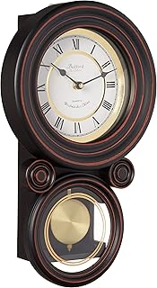 Bedford Clock Collection Contemporary Round Wall Clock with Pendulum