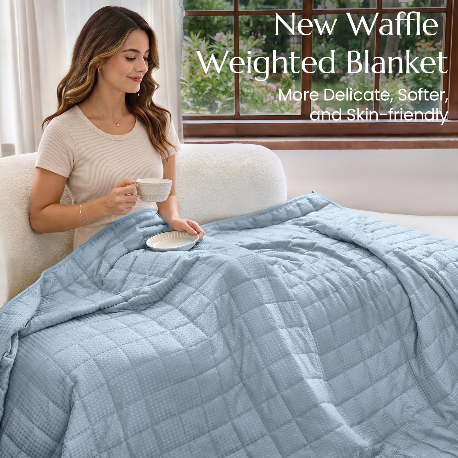 ZonLi Gewichte Decke für Erwachsene, Waffelmuster, Queen-Size-Größe, 152,4 x 203,2 cm, 6,8 kg