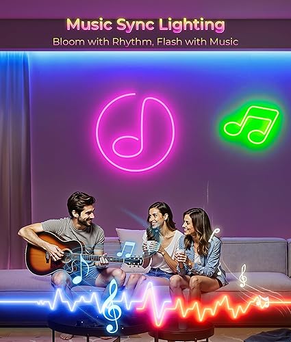Miniatura 3 de Tira de luces LED de neón de 65 pies, control de tira LED flexible con aplicacióncontrol remoto, múltiples modos, RGB IP65, impermeable, para