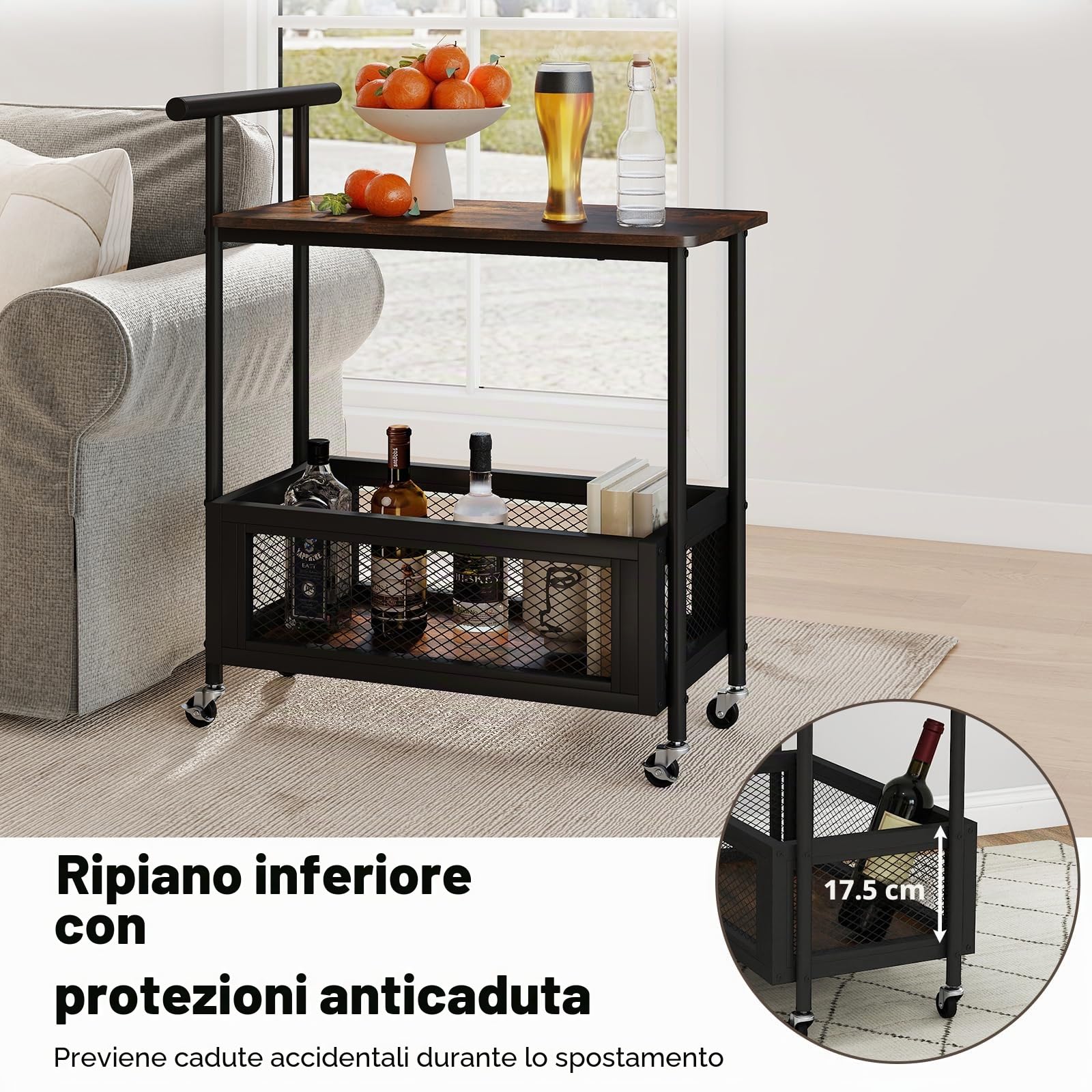 LIFEZEAL Carrello Cucina Salvaspazio con Ruote, Scatola, Manico, Stretto