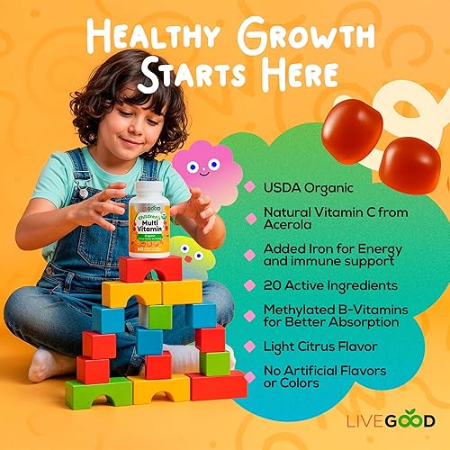 Miniatura 2 de LIVEGOOD Gomitas multivitamínicas orgánicas para niños, multivitamínico para niños, vitamina D para niños pequeños y niños, vitaminas orgánicas