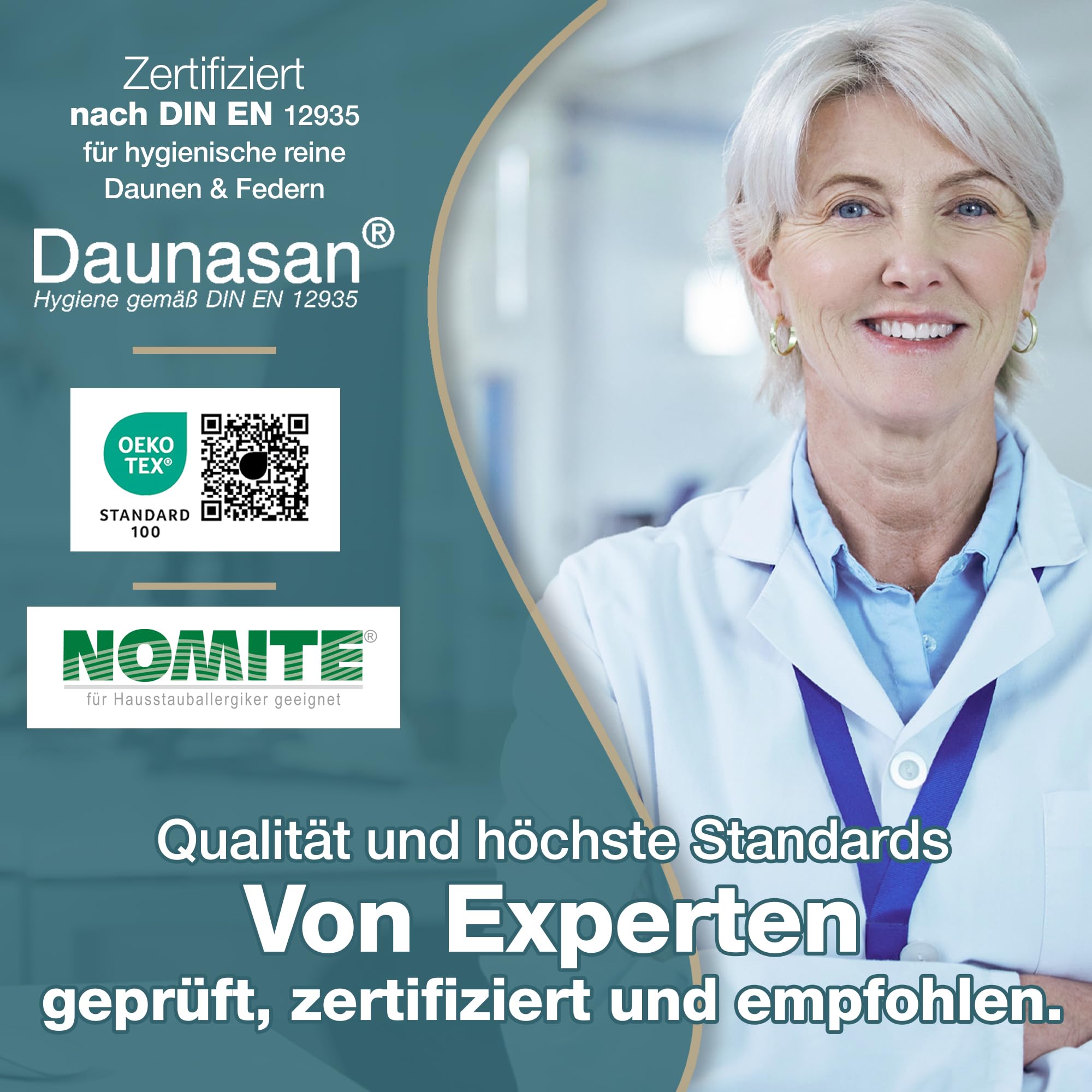 DAUNENKISSEN 40X80 – 3-Kammer Kopfkissen aus Daunen & Federn – Weiches Federkissen im Hotelstil, atmungsaktiv – Made in Germany – Medium, Füllgewicht 700 g