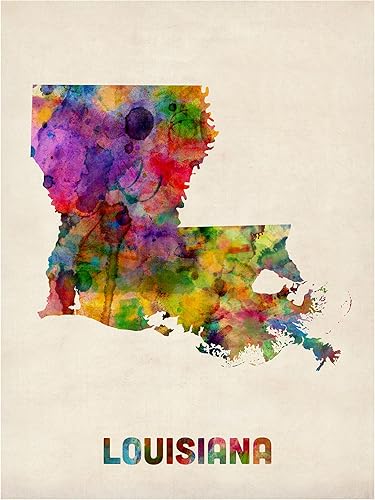 Miniatura 2 de Trademark Fine Art Louisiana Map by Michael Tompsett - Lienzo decorativo para pared, 14 x 19 pulgadas