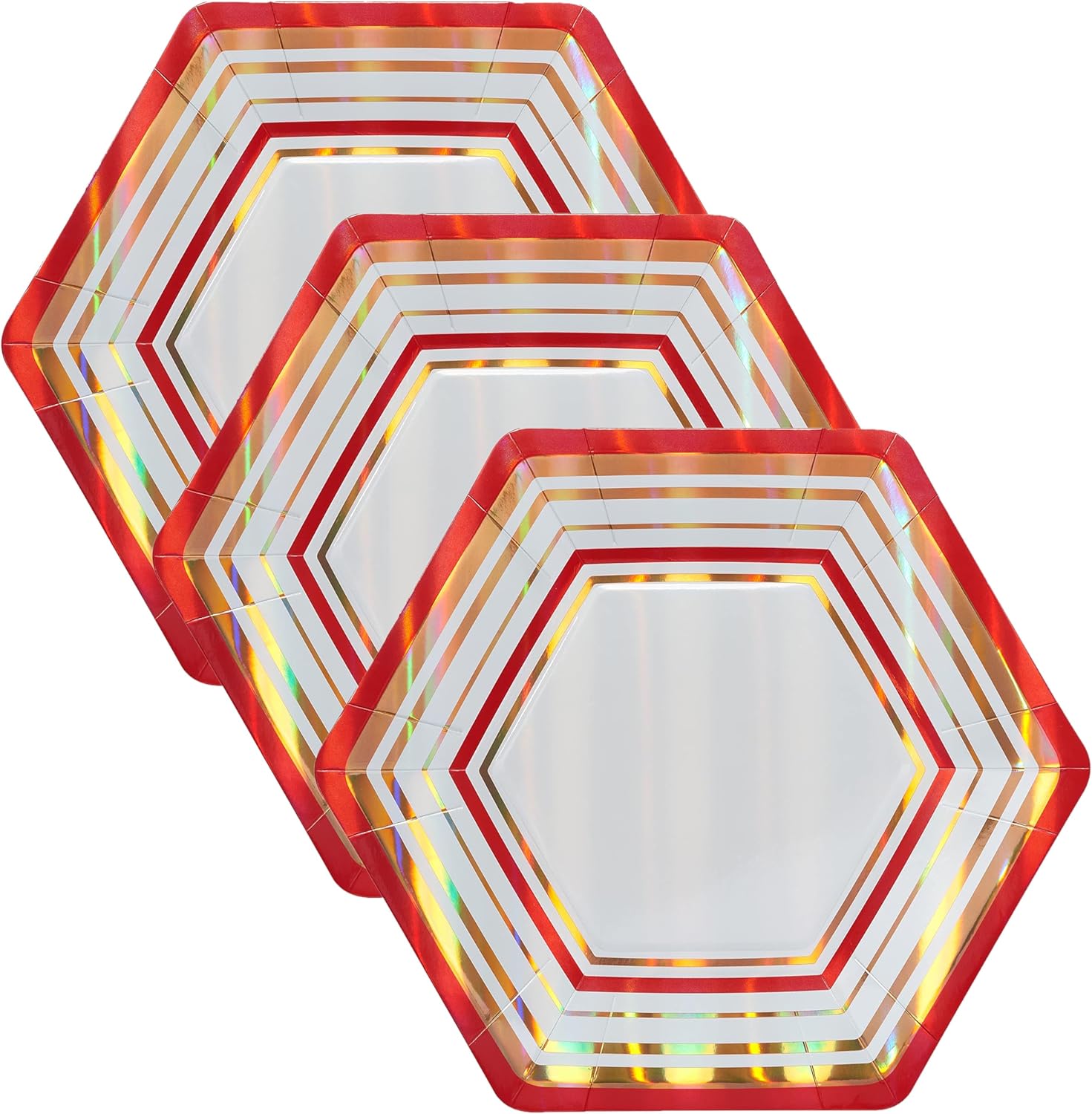 Papyrus Dinner Plates, Gold & Red Stripes (8-Count) (Pack of 3)