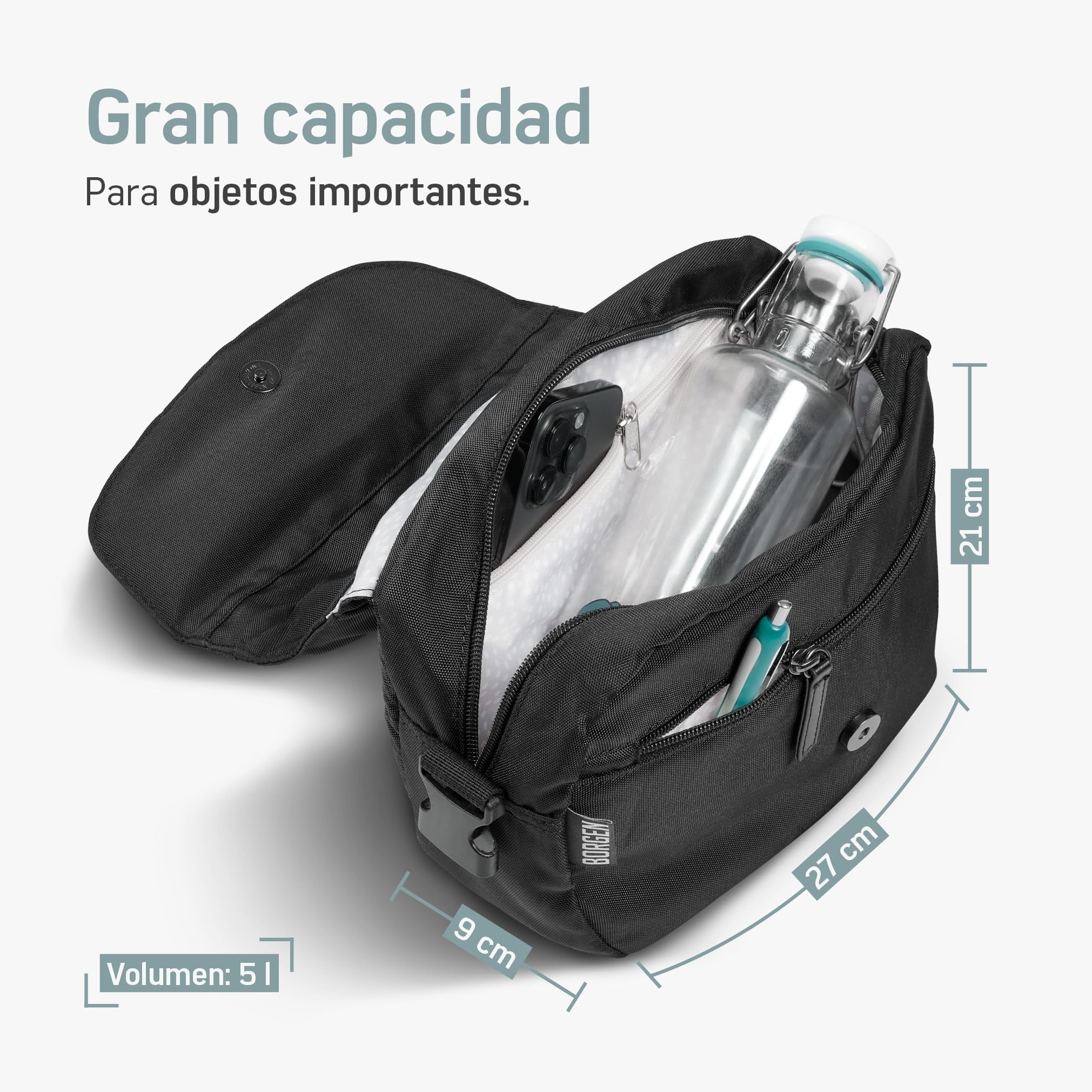 Borgen KLICKfix Bolsa Manillar Bicicleta – Bolsa Manillar Bici Repelente al Agua y espaciosa 5 L – Bici