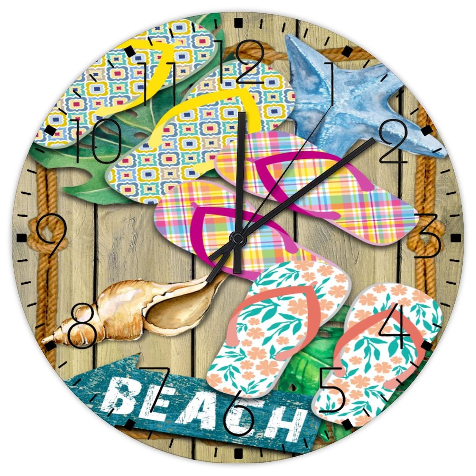 Horloge murale en bois côtière pour déco de salon bord de mer