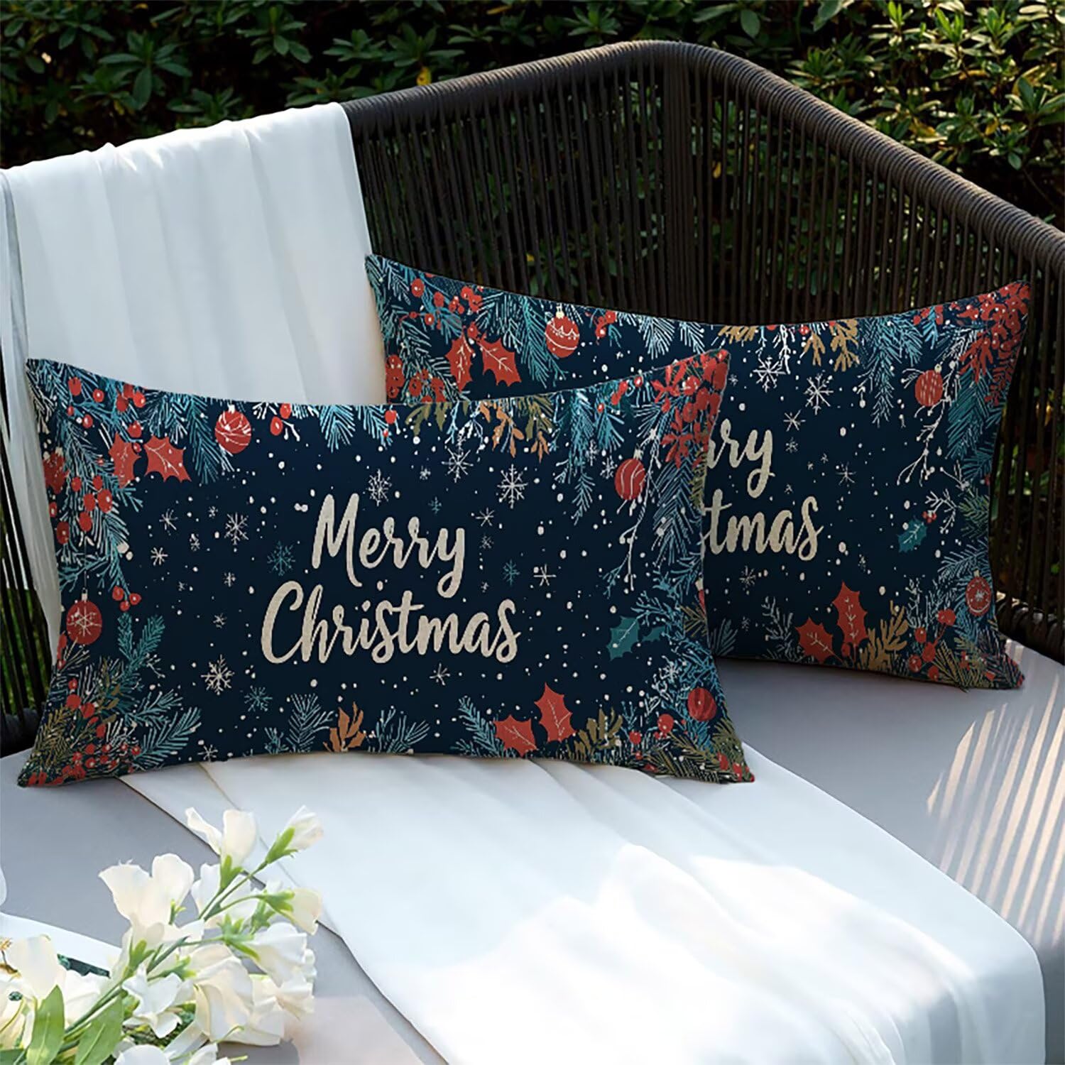 Housses de coussin imperméables 70x40cm lot de 2 grand confort pour extérieur et lit