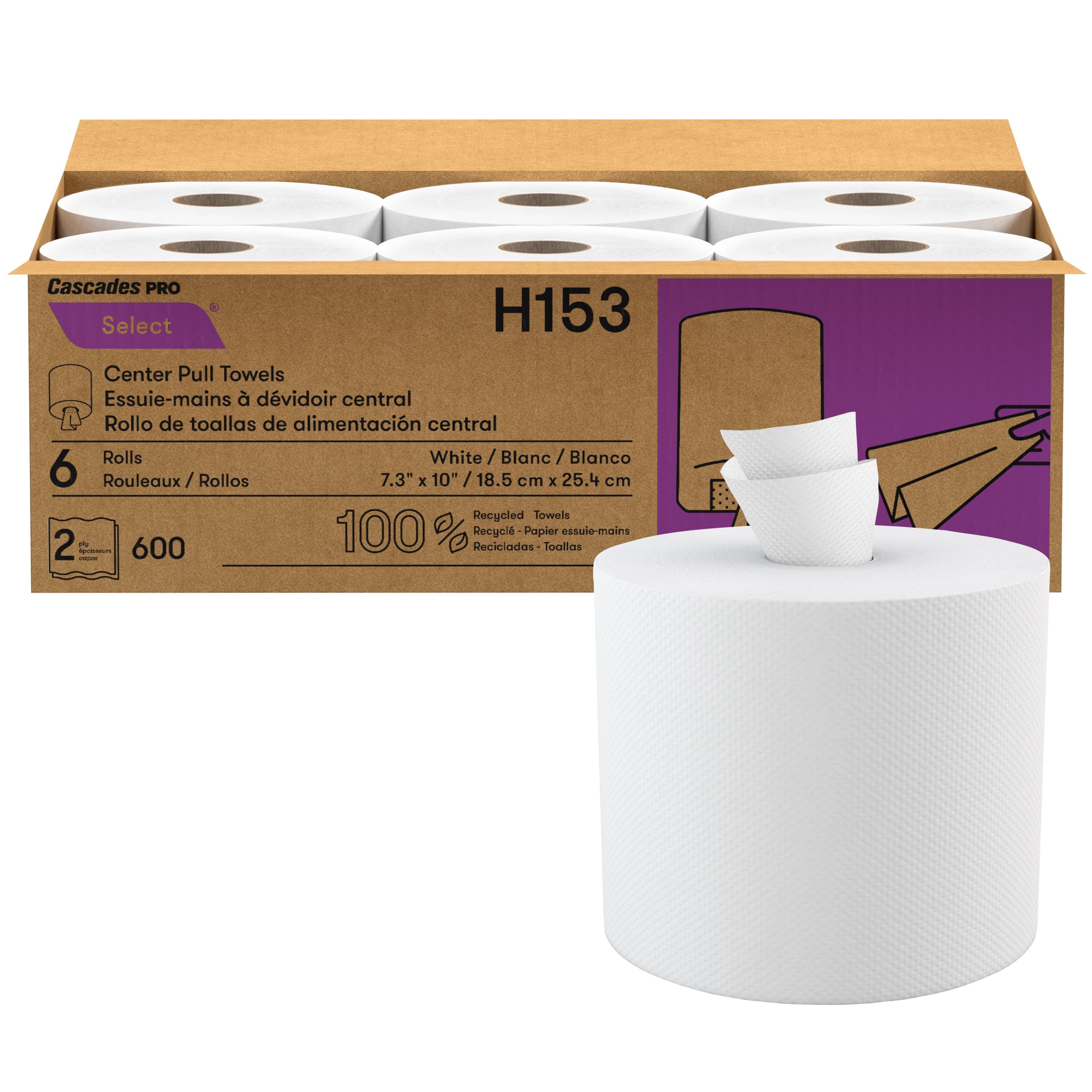 Cascades Pro Select H153 - Recycled Centerpull Hand Towel 2-Ply