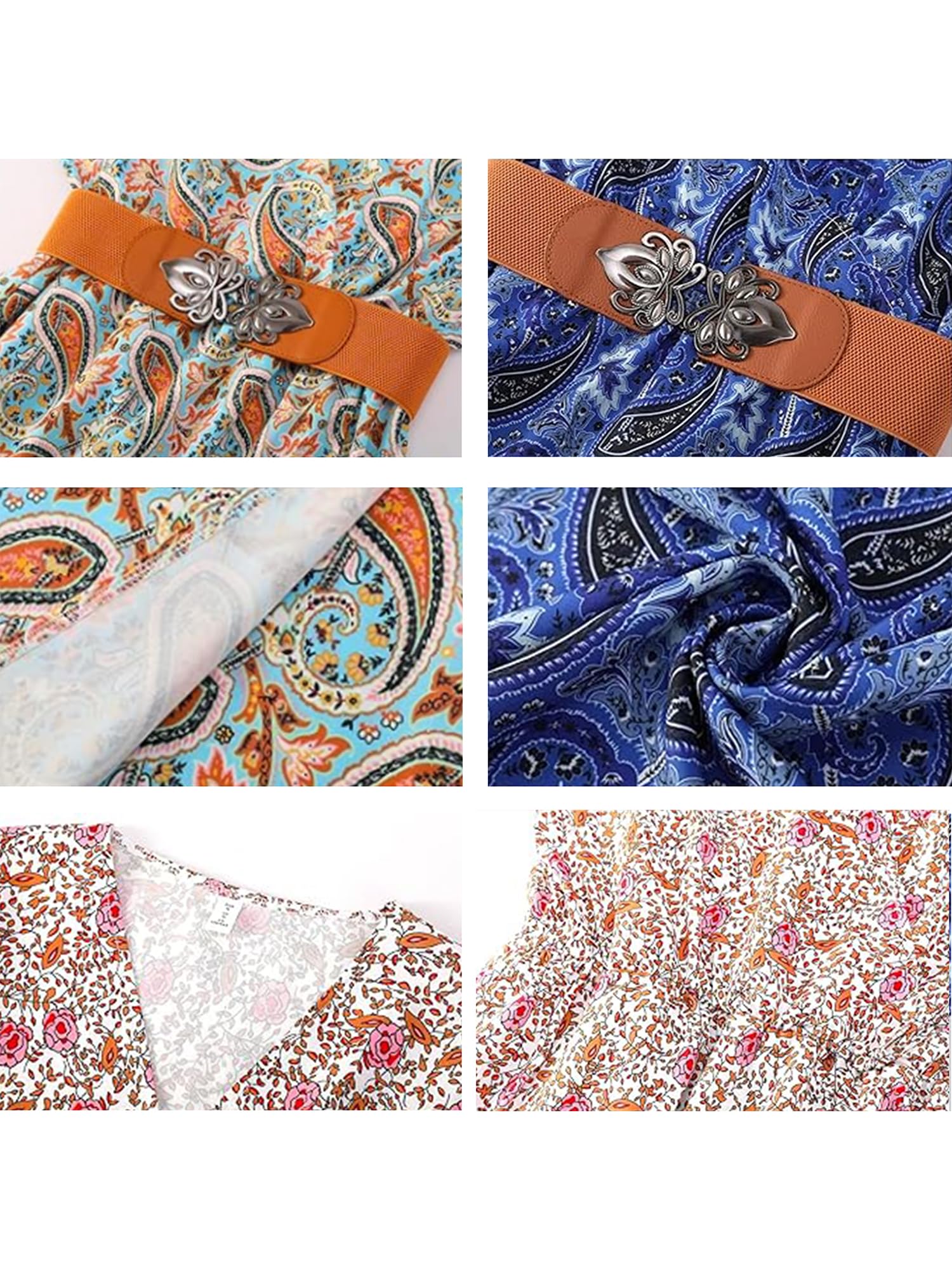 Woolicity Maxi Abito Estivo da Donna, Stile Boho, Floreale, Scollo a V, Maniche Lunghe, da Spiaggia, Manica Corta