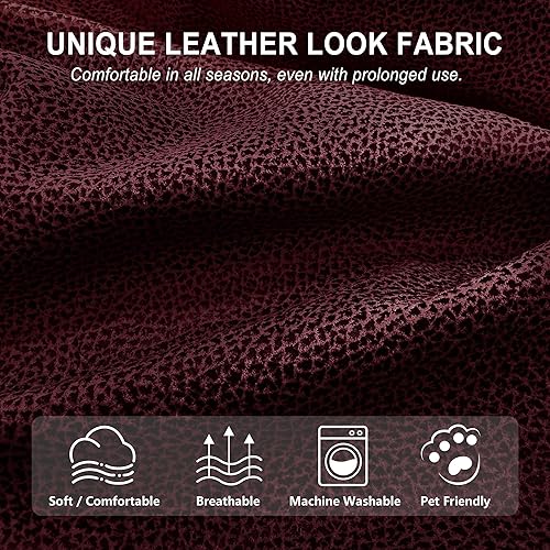 Miniatura 93 de Fundas para sillas reclinables con aspecto de cuero, funda elástica de 4 piezas, funda suave para silla reclinable, protector de muebles lavable