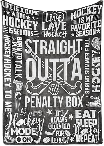 InnoBeta Regalos de hockey para niños y hombres, mantas de franela de cama de 50 x 65 pulgadas para Navidad, regalos de hockey para niños de 8 a 12