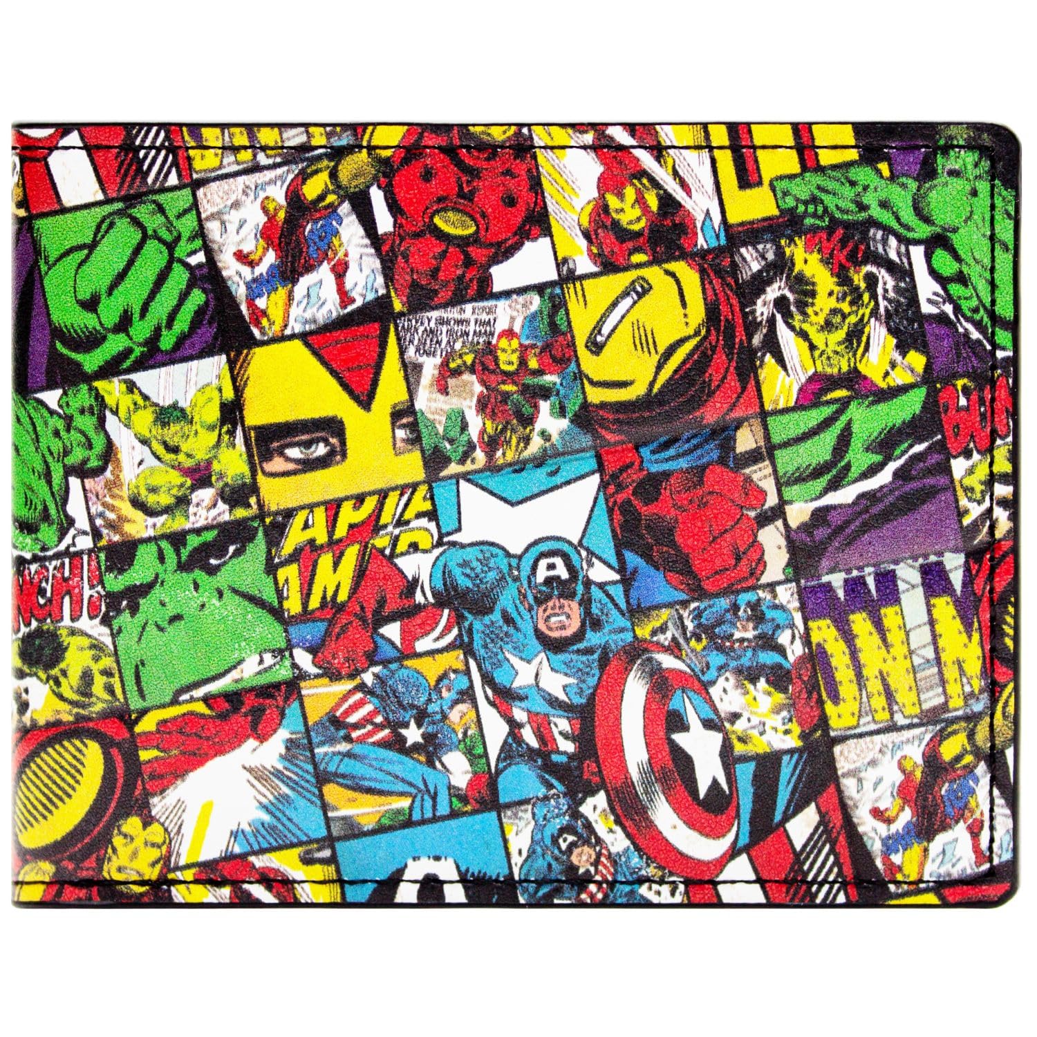 Chequered Avengers Characters Multicolour ID and Card Bi-Fold Wallet, One Size