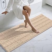 Vista 91 de Yimobra Tapetes de baño lavables, de chenilla súper suave y absorbente, para suelo y alfombra, de secado rápido, antideslizante, para bañera y Beige