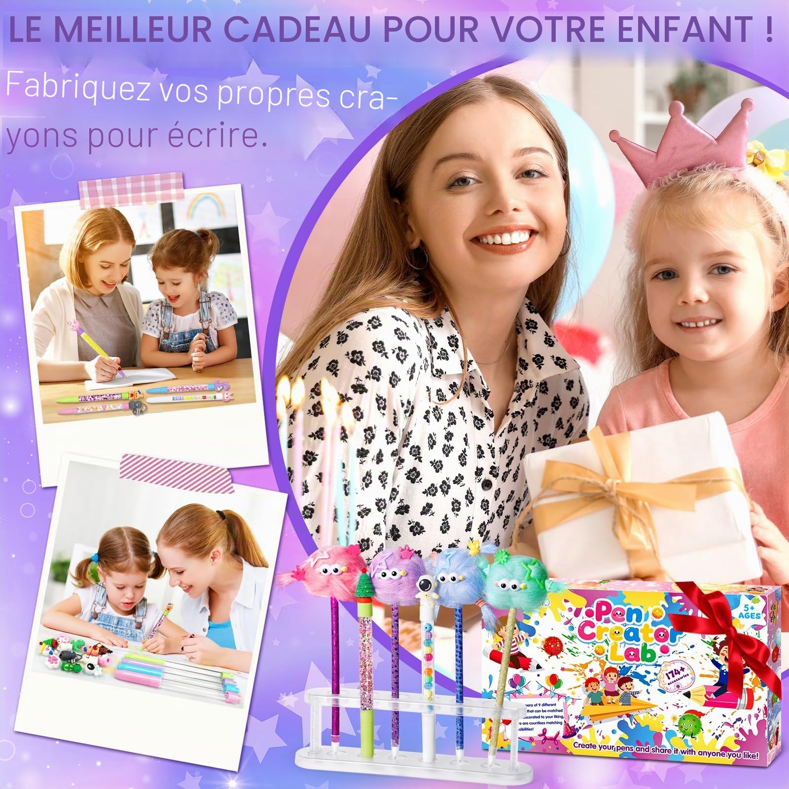 Kit de Création Stylo avec 170+ Accessoires, Atelier des Stylos Personnalisé, Activité Manuelle Enfants 5-12 Ans